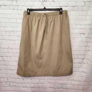 Orvis Tan A-Line 100% Cotton Pull on Women's Plus Size Skirt 18